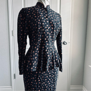 Vintage Eidelweiss Peplum Tailored Skirt‎ Suit floral